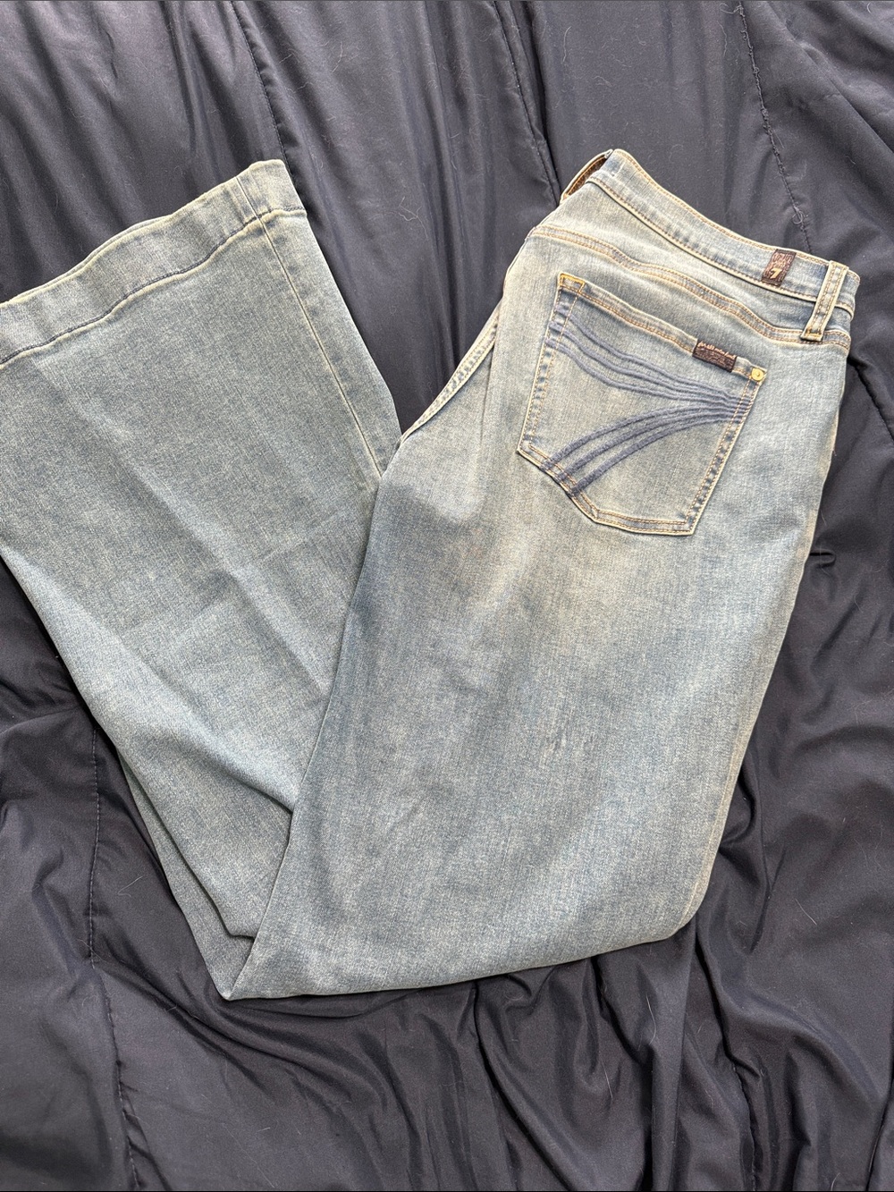 7 For All Mankind Light Wash Blue Wide Leg Jeans